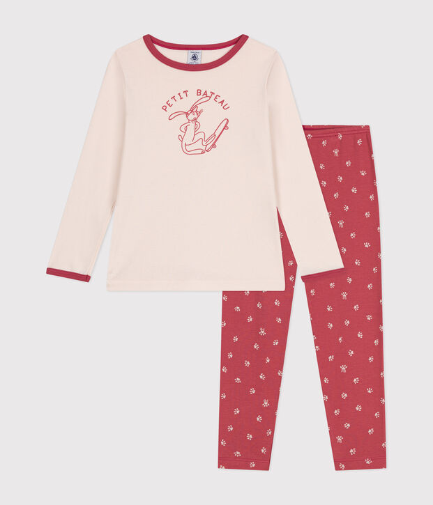 Boys' long-sleeved cotton pyjamas beige/multicolor
