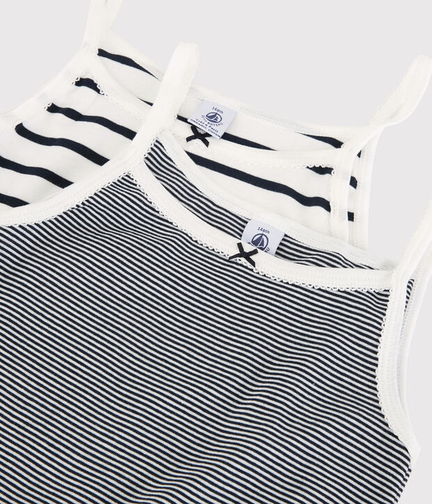 Girls' Striped Organic Cotton Vest Tops - 2-Pack multicolor