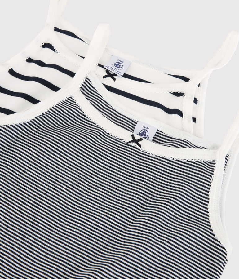 Girls' Striped Organic Cotton Vest Tops - 2-Pack multicolor