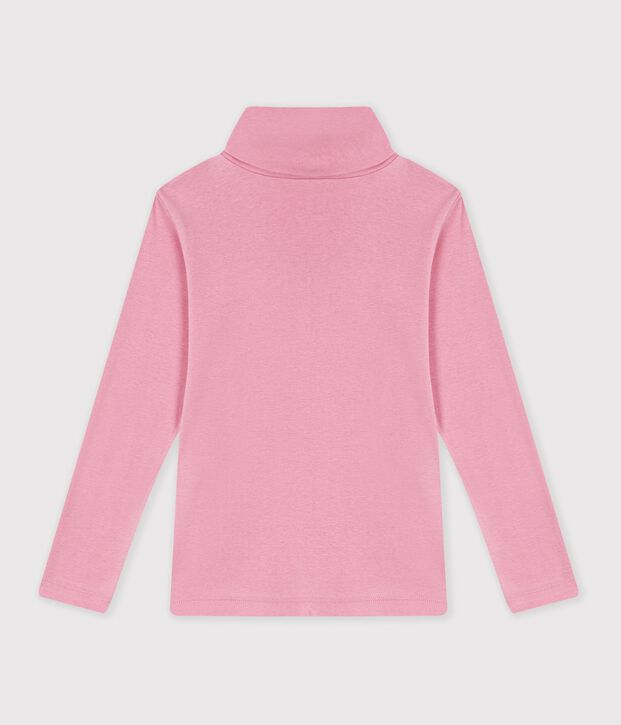 Children's plain cotton rollneck top pink