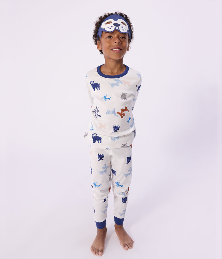 Children's dog print cotton fancy dress pyjamas white/multicolor