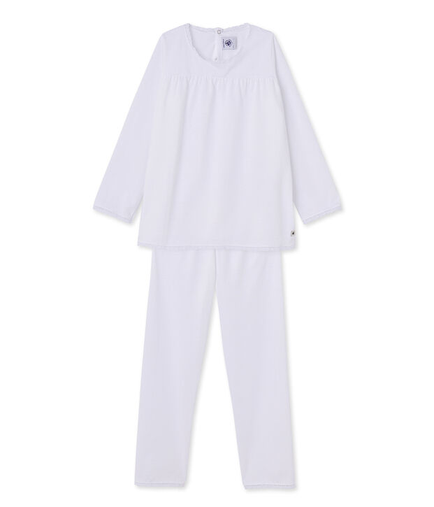 Pyjama fille &agrave; pois white