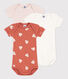 Babies' Heart Patterned Short-Sleeved Cotton Bodysuits - 3-Pack