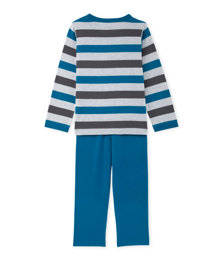 Boys' pyjamas in striped jersey grey/grey/grey