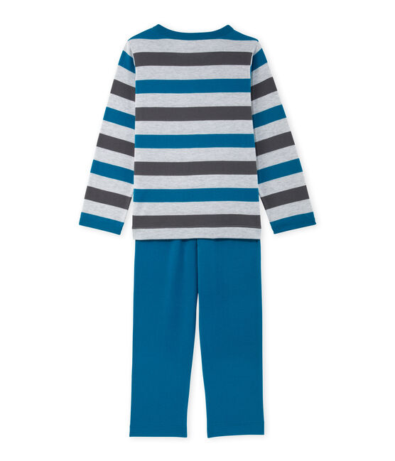 Boys' pyjamas in striped jersey POUSSIERE grey/MAKI grey/POUSSIERE