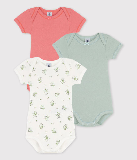 Short-Sleeved Cotton/Linen Bodysuits - 3-Pack variante 1