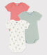 Short-Sleeved Cotton/Linen Bodysuits - 3-Pack