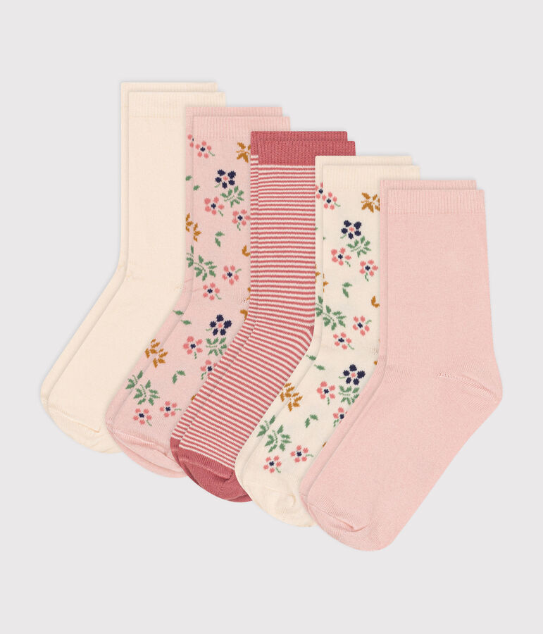 Children's floral cotton socks - 5-pack multicolor