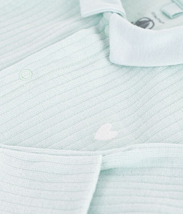 Babies' plain velour pyjama suit with a collar SPRAY