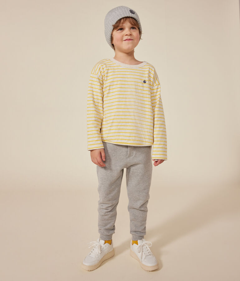 Boys' long-sleeved tube knit T-shirt beige/yellow