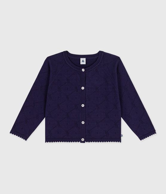 Children's plain cotton cardigan SOIR blue