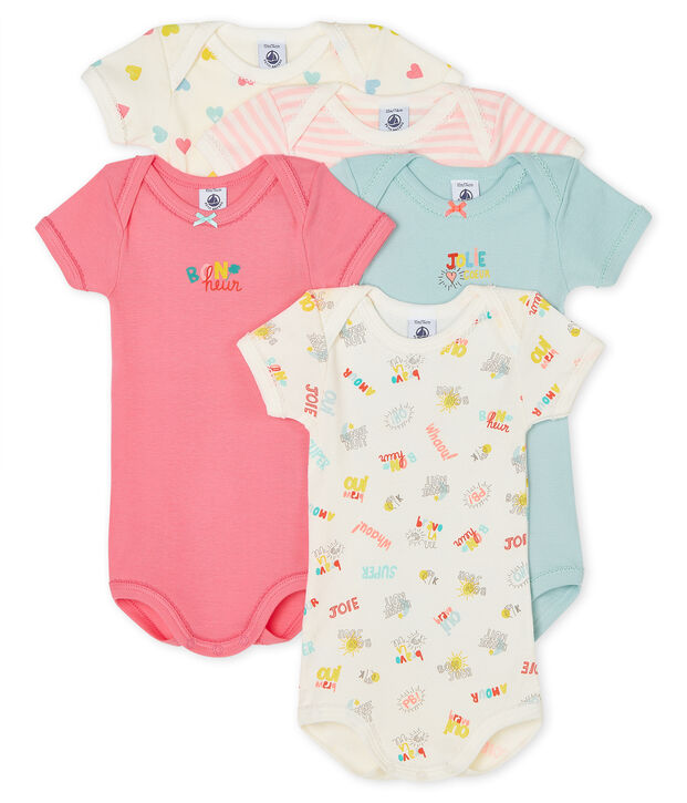 Baby Girls' Short-Sleeved Bodysuit - 5-Piece Set multicolor