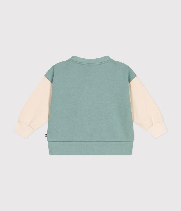 Babies' varsity-style fleece jacket green/ecru