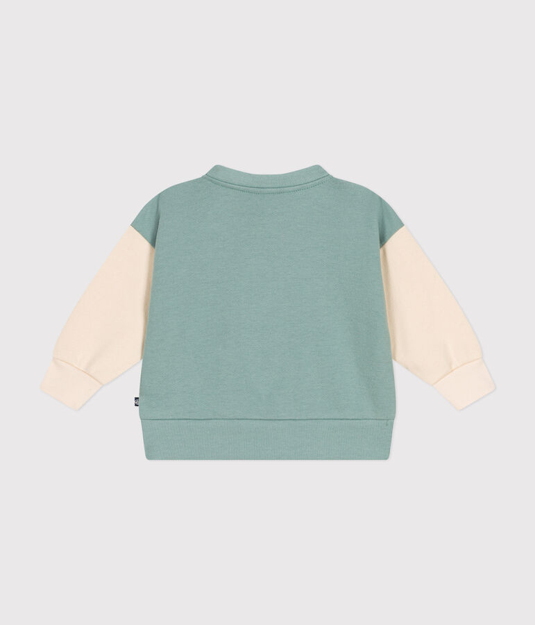 Babies' varsity-style fleece jacket green/ecru
