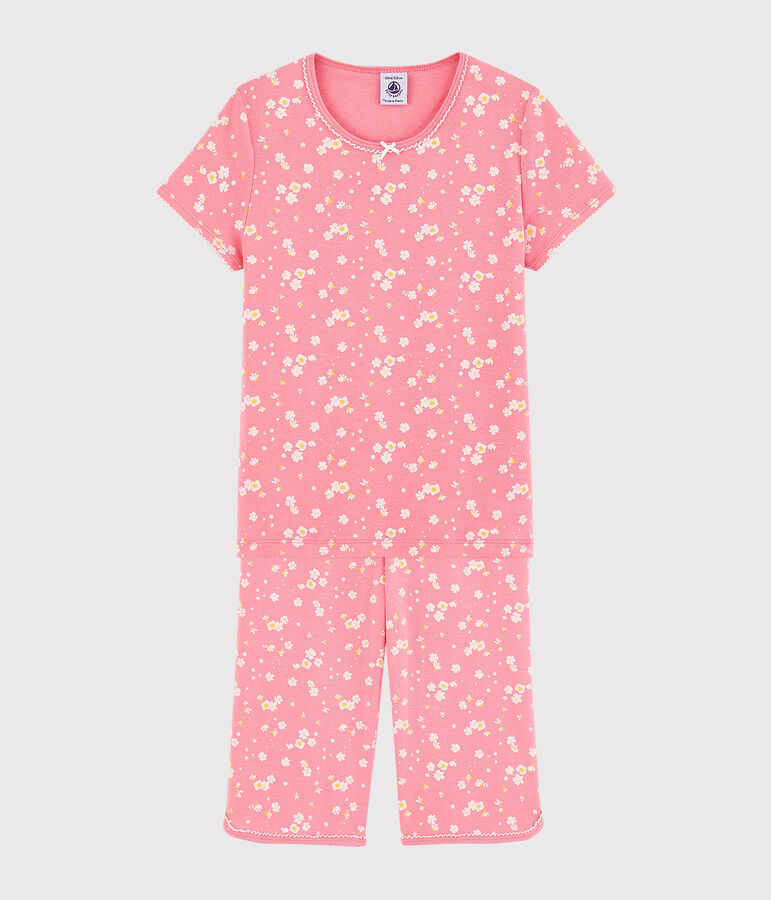 Girls' Cherry Blossom Print Cotton Short Pyjamas pink/multicolor
