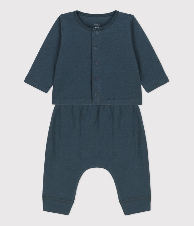 Babies' Organic Plain Tube Knit Clothing - 2-Piece Set grey