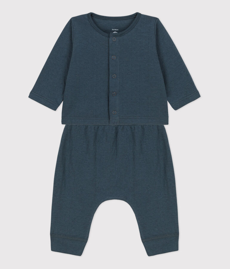 Babies' Organic Plain Tube Knit Clothing - 2-Piece Set grey