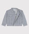 Girls' Stripy Cotton Jacket MEDIEVAL blue/MARSHMALLOW white