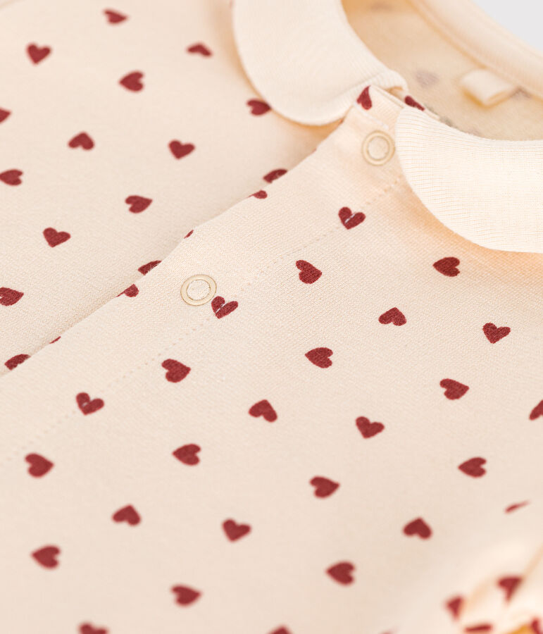 Babies' Lightweight Printed Fleece Playsuit Ecru/brown