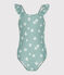 Children's one-piece floral swimsuit PAUL blue/MARSHMALLOW white