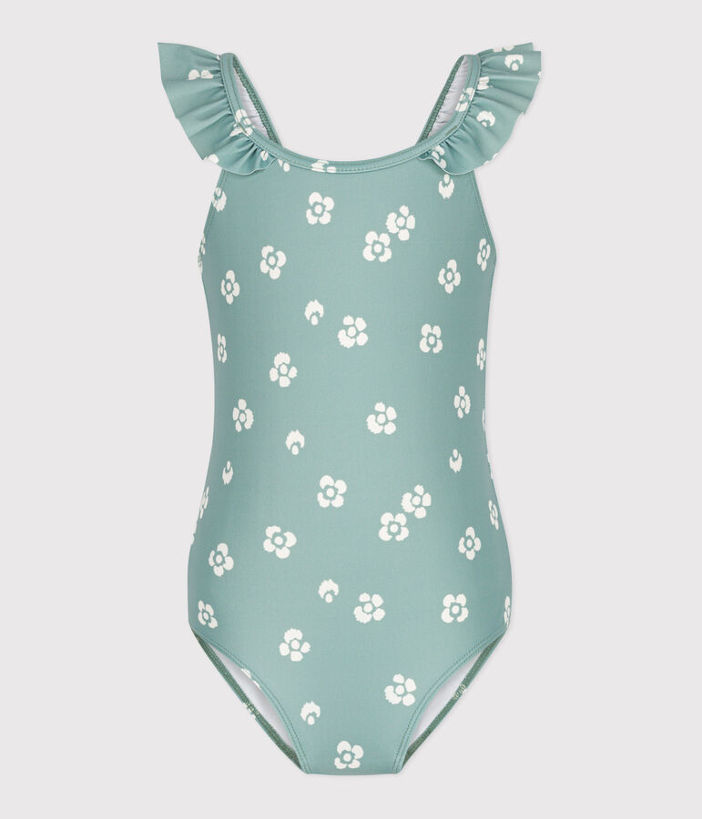 Children's one-piece floral swimsuit green/white
