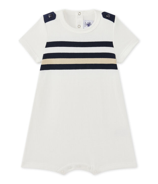Baby boy's short-sleeved striped romper white/multicolor