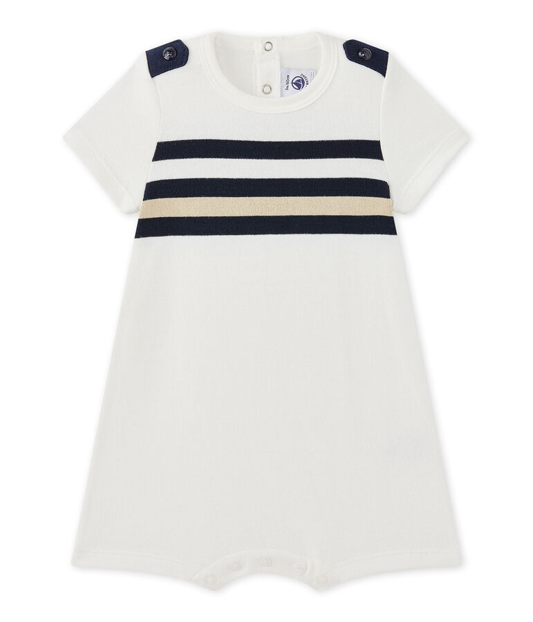 Baby boy's short-sleeved striped romper white/multicolor