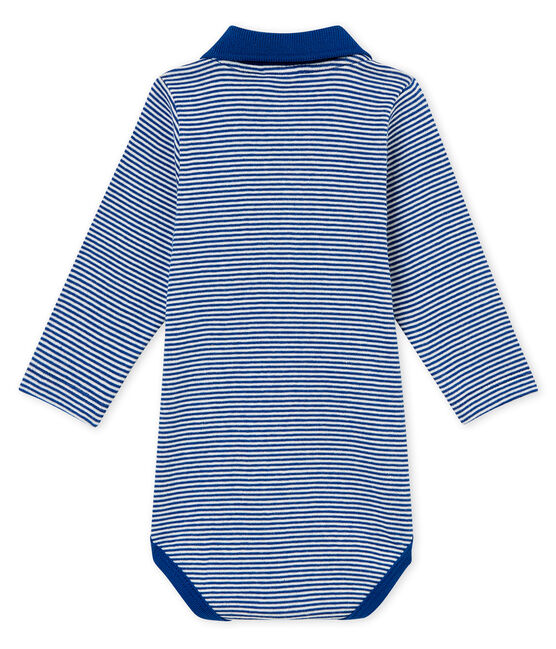 Baby boy's polo neck milleraies body LIMOGES blue/MARSHMALLOW white