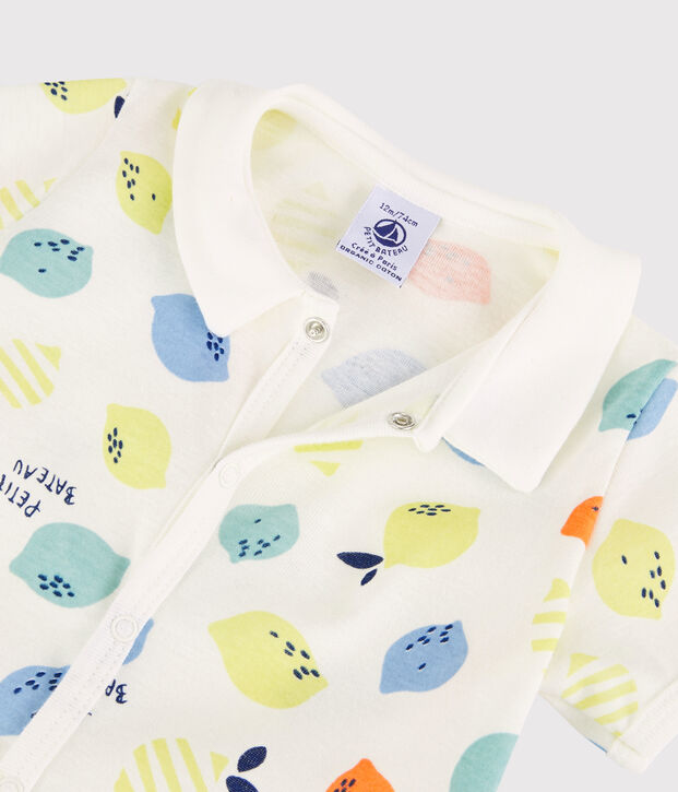 Babies' Organic Cotton Lemon Playsuit white/multicolor