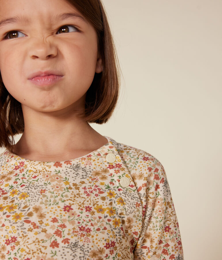 Little girls' long-sleeved tube knit dress Ecru/multicolor