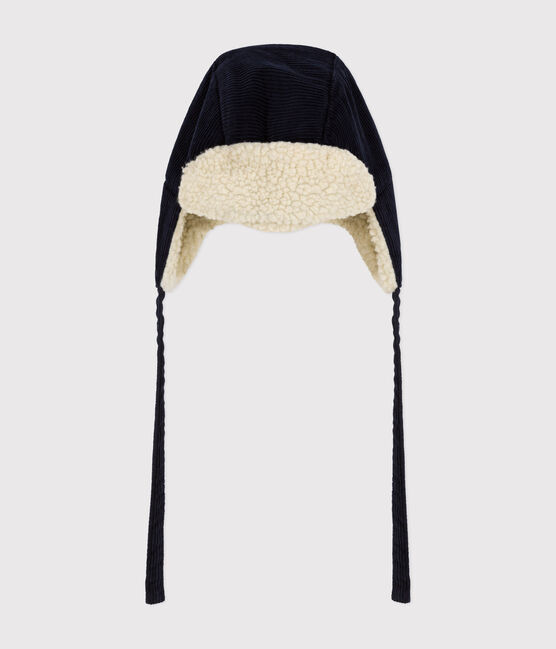 Babies' chapka in velour and sherpa SMOKING blue