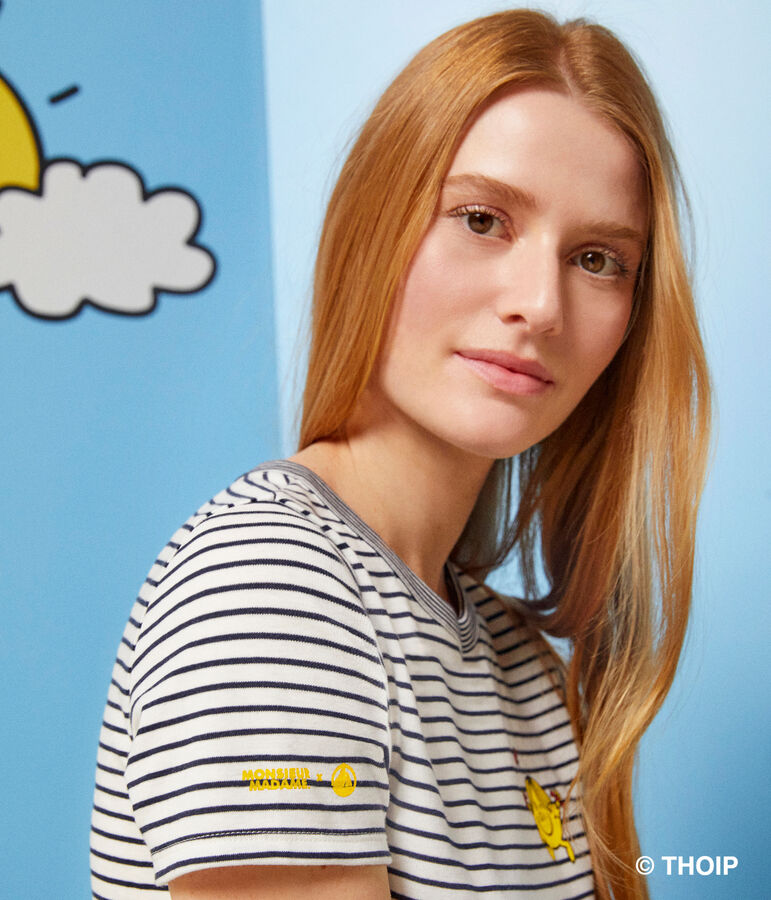 Women's Iconic Mr. Men and Little Miss cotton T-shirt MARSHMALLOW white/SMOKING blue