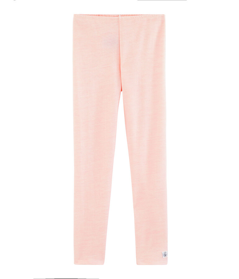 Children's Leggings in Wool and Cotton CHARME pink/MARSHMALLOW white