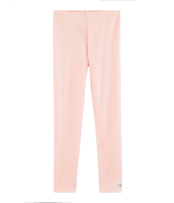 Children's Leggings in Wool and Cotton CHARME pink/MARSHMALLOW white