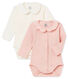 Set of 2 baby girl's bodysuits with collar