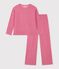 Women's plain ribbed velour pyjamas pink