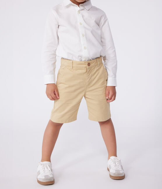Boys' Cotton Canvas Bermuda Shorts FACILE beige