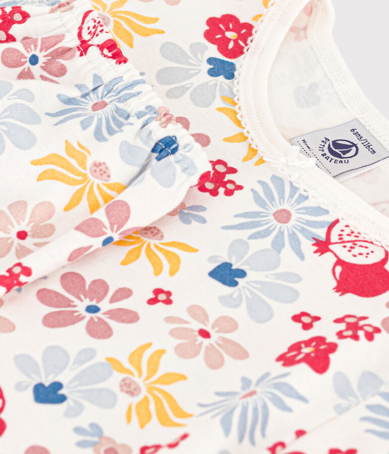 Children's Short Pyjamas in Floral Print Cotton white/multicolor