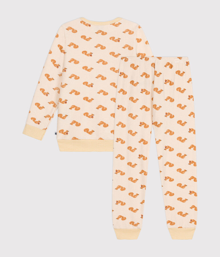 Children's squirrel print brushed terry towelling pyjamas Ecru/multicolor