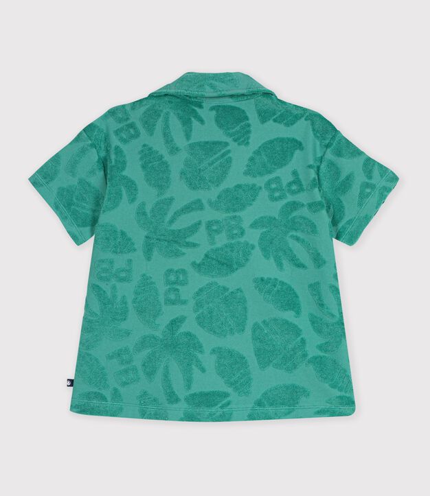 Children's short-sleeved cotton shirt green