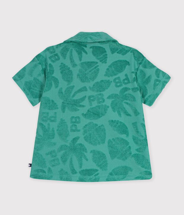 Children's short-sleeved cotton shirt green
