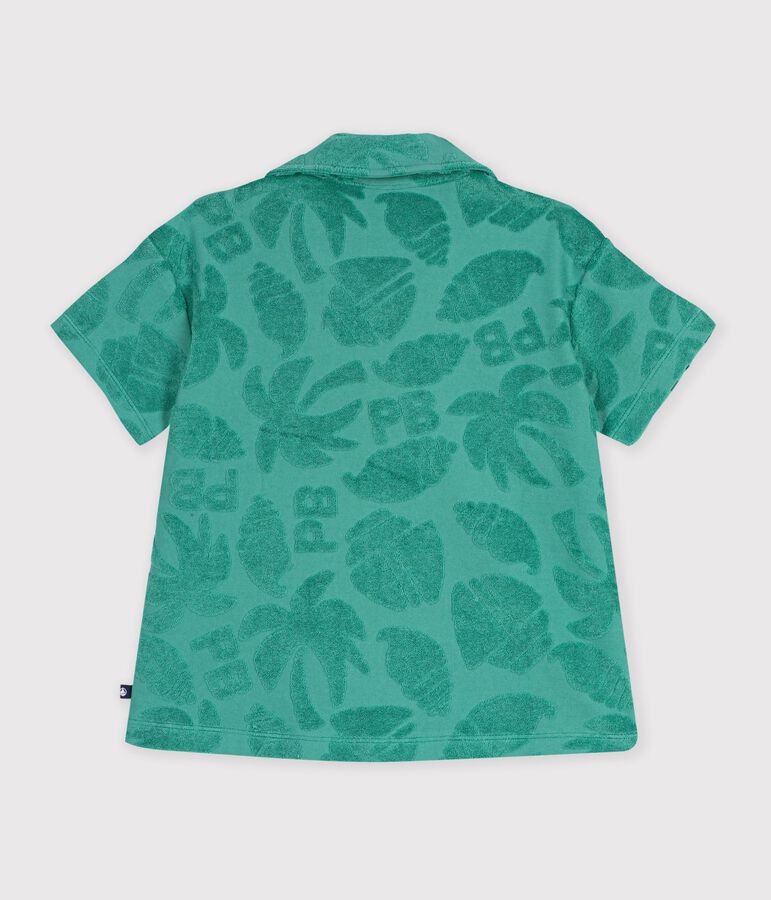 Children's short-sleeved cotton shirt green
