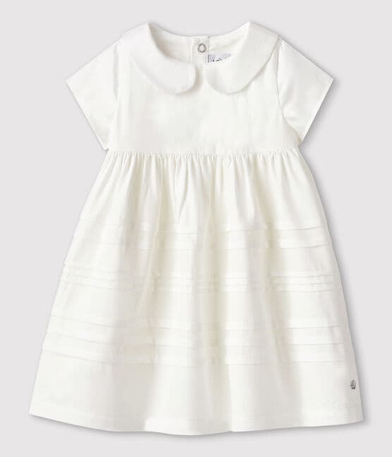 Baby Girls' Satin Formal Dress MARSHMALLOW white