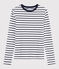 Women's iconic round neck T-shirt MARSHMALLOW white/SMOKING blue