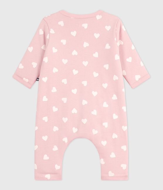 Babies' padded heart-print cotton playsuit. JOLI pink/MILK