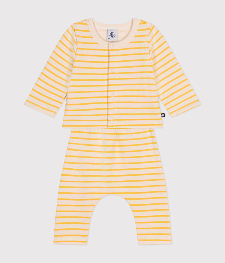 Babies' two-piece set in brushed fleece AVALANCHE yellow/DAISY white