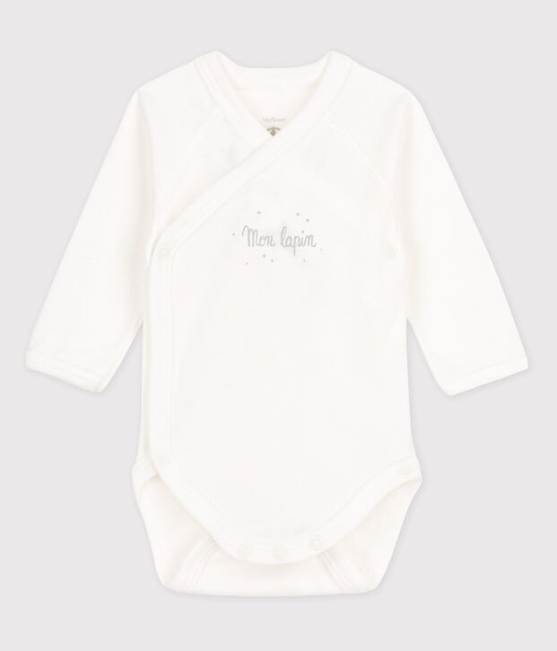 Baby Girls' Short-Sleeved Wrapover Bodysuit white
