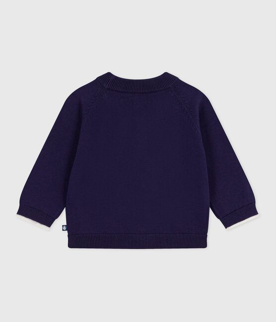 Babies' plain cotton cardigan SOIR blue