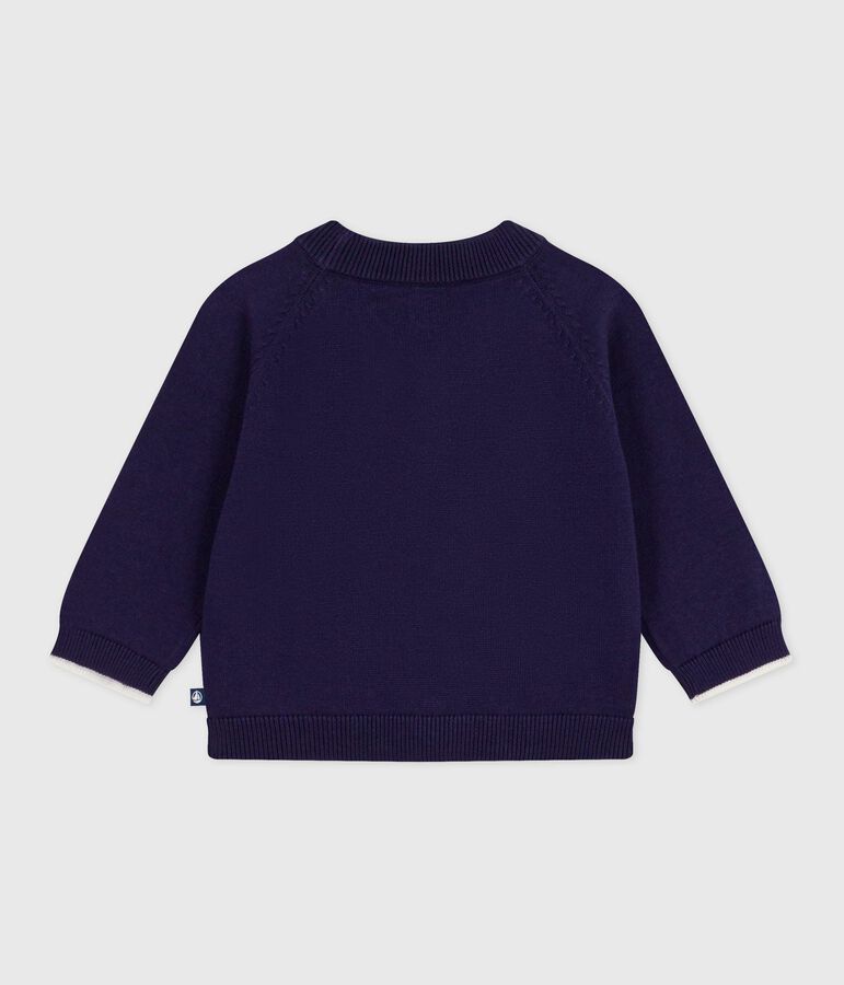 Babies' plain cotton cardigan blue