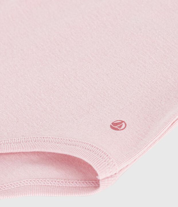 Babies' plain cotton rollneck body pink